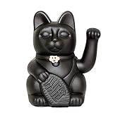 Lucky Cat. Der klassische Glücksbringer in winkender Katzengestallt oder Maneki-Neko in fröhlichen Farben. SCHWARZ: Vermeidet Pech und steigert das Glück. 12x9x18cm