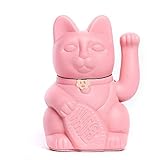 Lucky Cat. Der klassische Glücksbringer in winkender Katzengestallt oder Maneki-Neko in fröhlichen Farben. BABY ROSA : Wahre Liebe.12x9x18cm